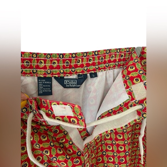 Polo by Ralph Lauren Vintage Board Shorts Blue Tab Silver Geometric Size L - Picture 6 of 12